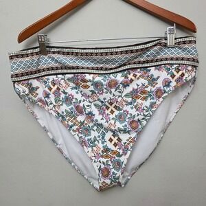 Freshwater Womens 2X Floral Geometric High‎ Waisted Bikini Bottoms Boho New
